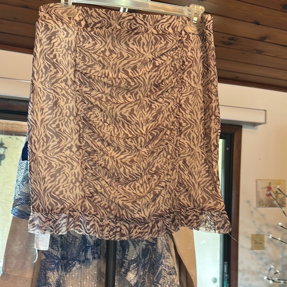 Free People Tan Mini Ruched Pencil Skirt